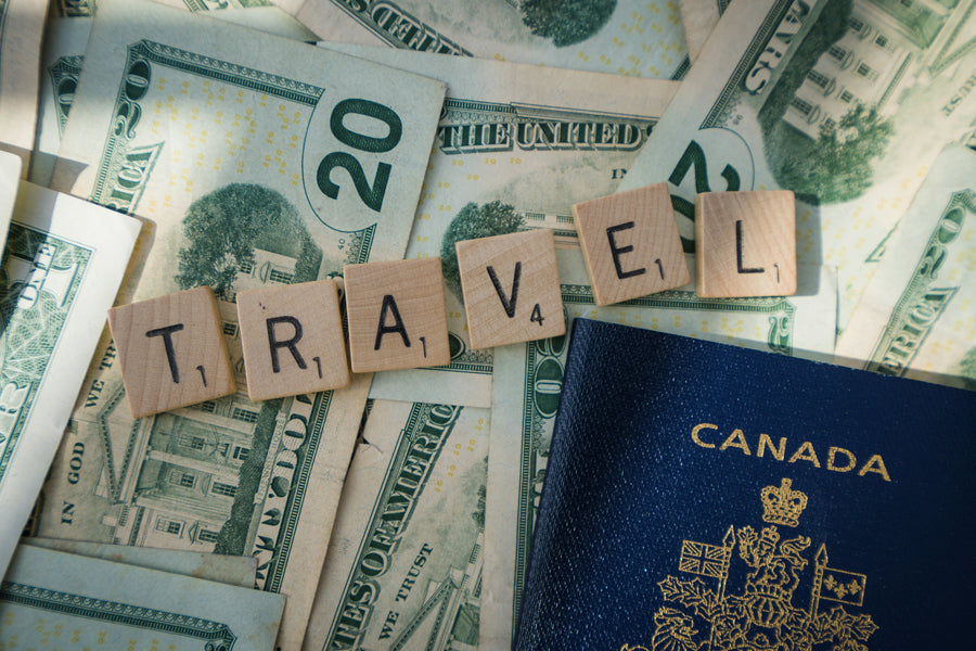 A picture of passport and money